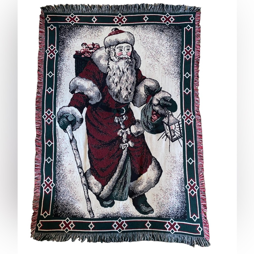 Christmas Vintage BEACON Santa Claus Blanket/Throw Tapestry #508 48"x64"